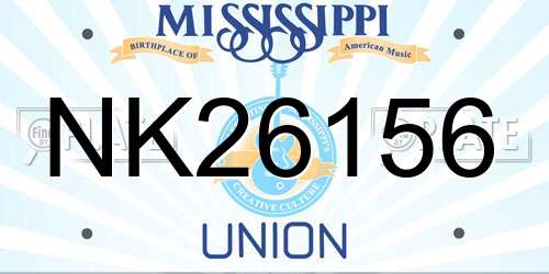 NK26156 Mississippi License Plate