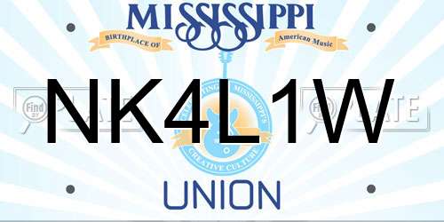 NK4L1W Mississippi License Plate