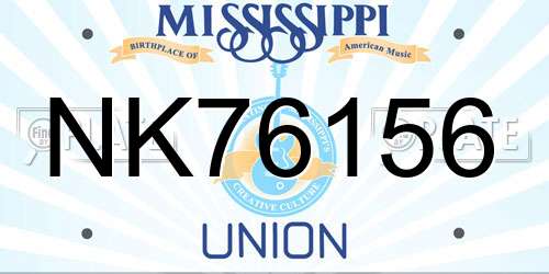 NK76156 Mississippi License Plate