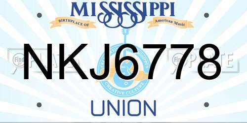 NKJ6778 Mississippi License Plate