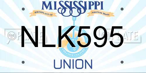 NLK595 Mississippi License Plate