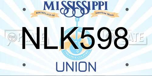 NLK598 Mississippi License Plate