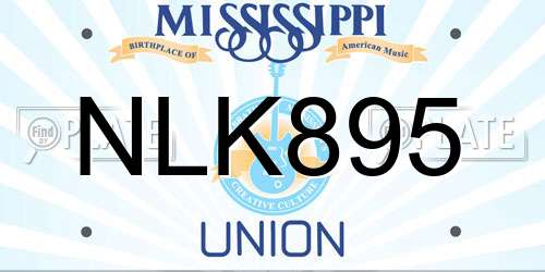 NLK895 Mississippi License Plate