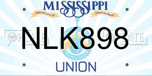 NLK898 Mississippi License Plate