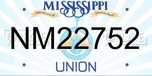 NM22752 Mississippi License Plate