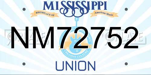 NM72752 Mississippi License Plate