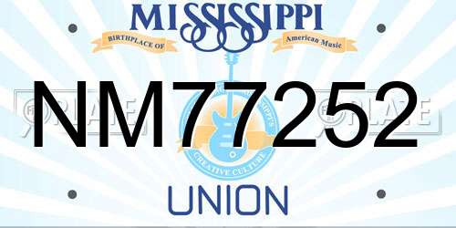 NM77252 Mississippi License Plate