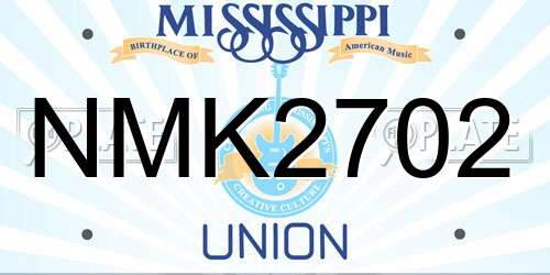 NMK2702 Mississippi License Plate