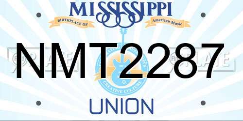 NMT2287 Mississippi License Plate