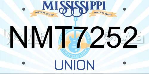 NMT7252 Mississippi License Plate