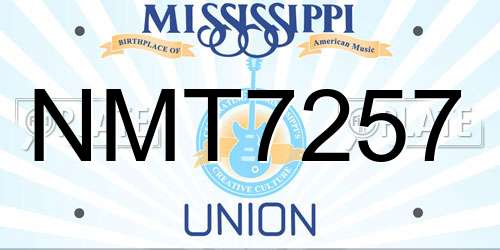 NMT7257 Mississippi License Plate