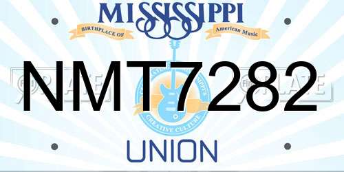 NMT7282 Mississippi License Plate