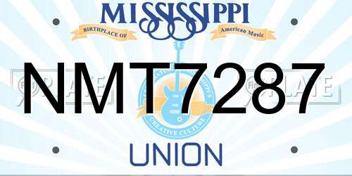NMT7287 Mississippi License Plate