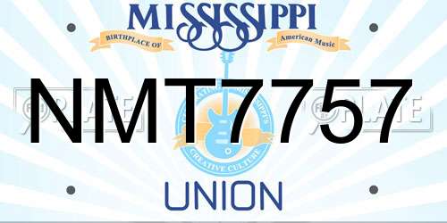 NMT7757 Mississippi License Plate