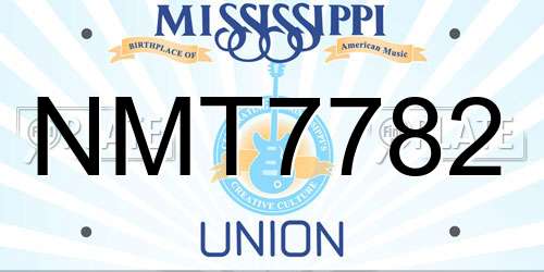 NMT7782 Mississippi License Plate