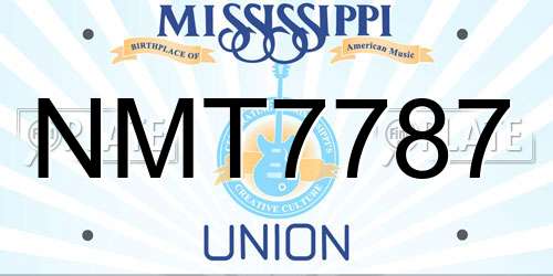 NMT7787 Mississippi License Plate