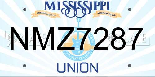 NMZ7287 Mississippi License Plate