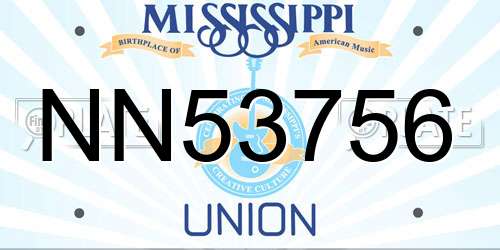 NN53756 Mississippi License Plate