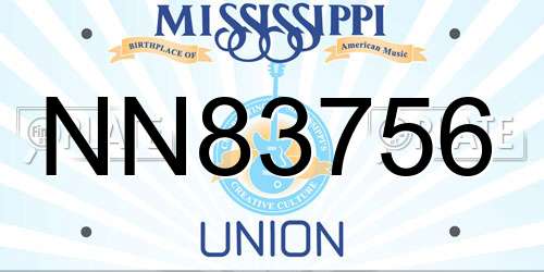 NN83756 Mississippi License Plate