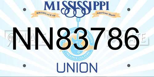 NN83786 Mississippi License Plate