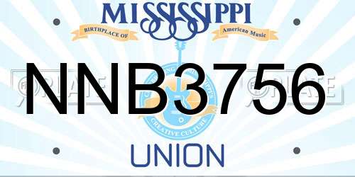 NNB3756 Mississippi License Plate