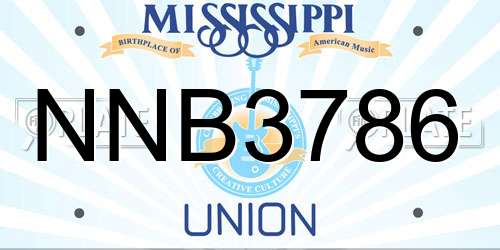 NNB3786 Mississippi License Plate