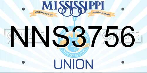 NNS3756 Mississippi License Plate