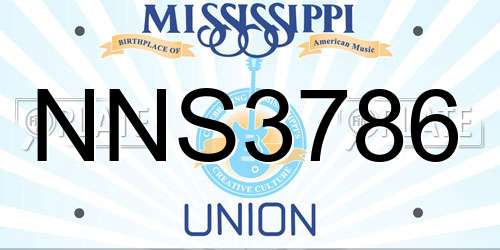 NNS3786 Mississippi License Plate