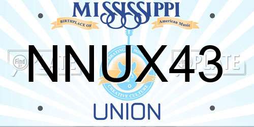 NNUX43 Mississippi License Plate