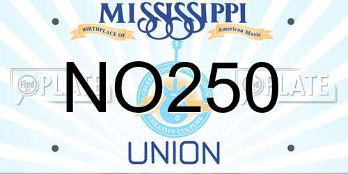 NO250 Mississippi License Plate