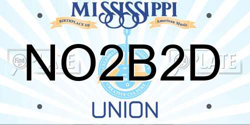 NO2B2D Mississippi License Plate