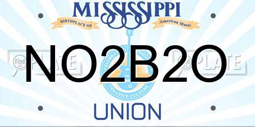 NO2B2O Mississippi License Plate