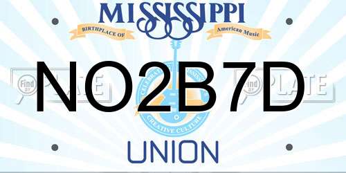 NO2B7D Mississippi License Plate