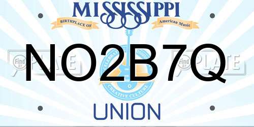 NO2B7Q Mississippi License Plate