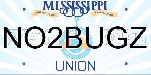 NO2BUGZ Mississippi License Plate