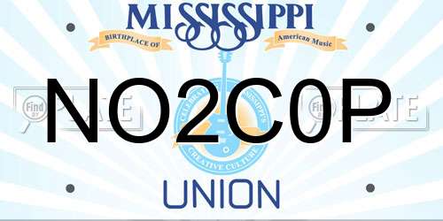 NO2C0P Mississippi License Plate