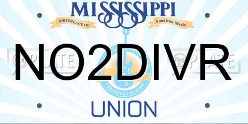 NO2DIVR Mississippi License Plate