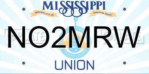 NO2MRW Mississippi License Plate