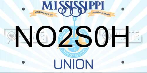 NO2S0H Mississippi License Plate