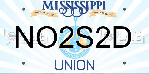 NO2S2D Mississippi License Plate