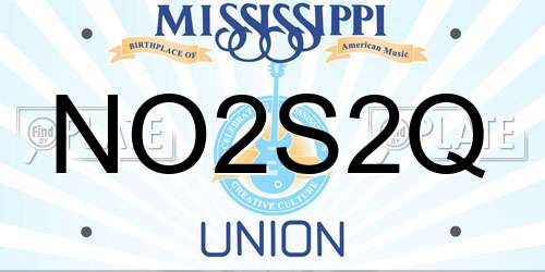 NO2S2Q Mississippi License Plate