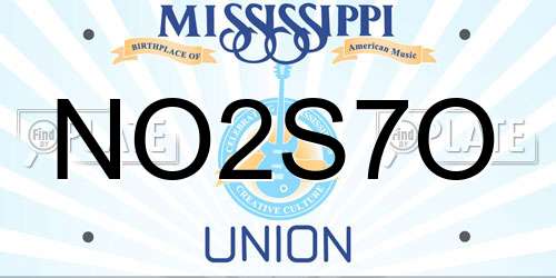 NO2S7O Mississippi License Plate