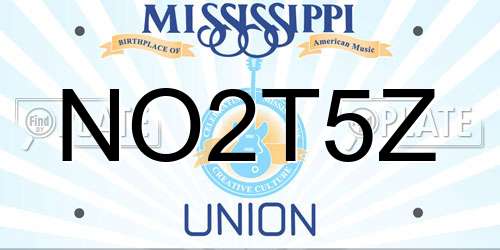 NO2T5Z Mississippi License Plate