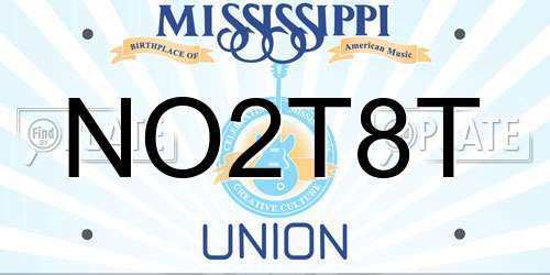 NO2T8T Mississippi License Plate