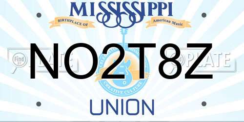 NO2T8Z Mississippi License Plate