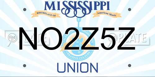 NO2Z5Z Mississippi License Plate
