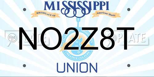 NO2Z8T Mississippi License Plate