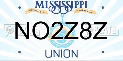 NO2Z8Z Mississippi License Plate