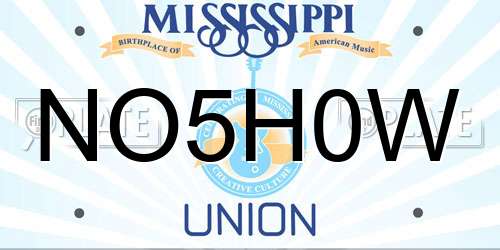 NO5H0W Mississippi License Plate