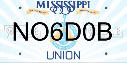 NO6D0B Mississippi License Plate